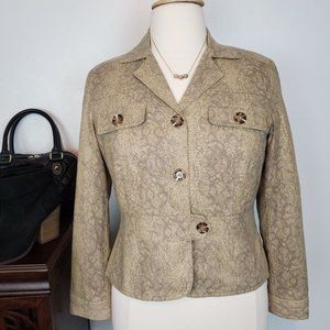 Worthington Tan Brown Snakeskin Print Career Classic Blazer Size 14P